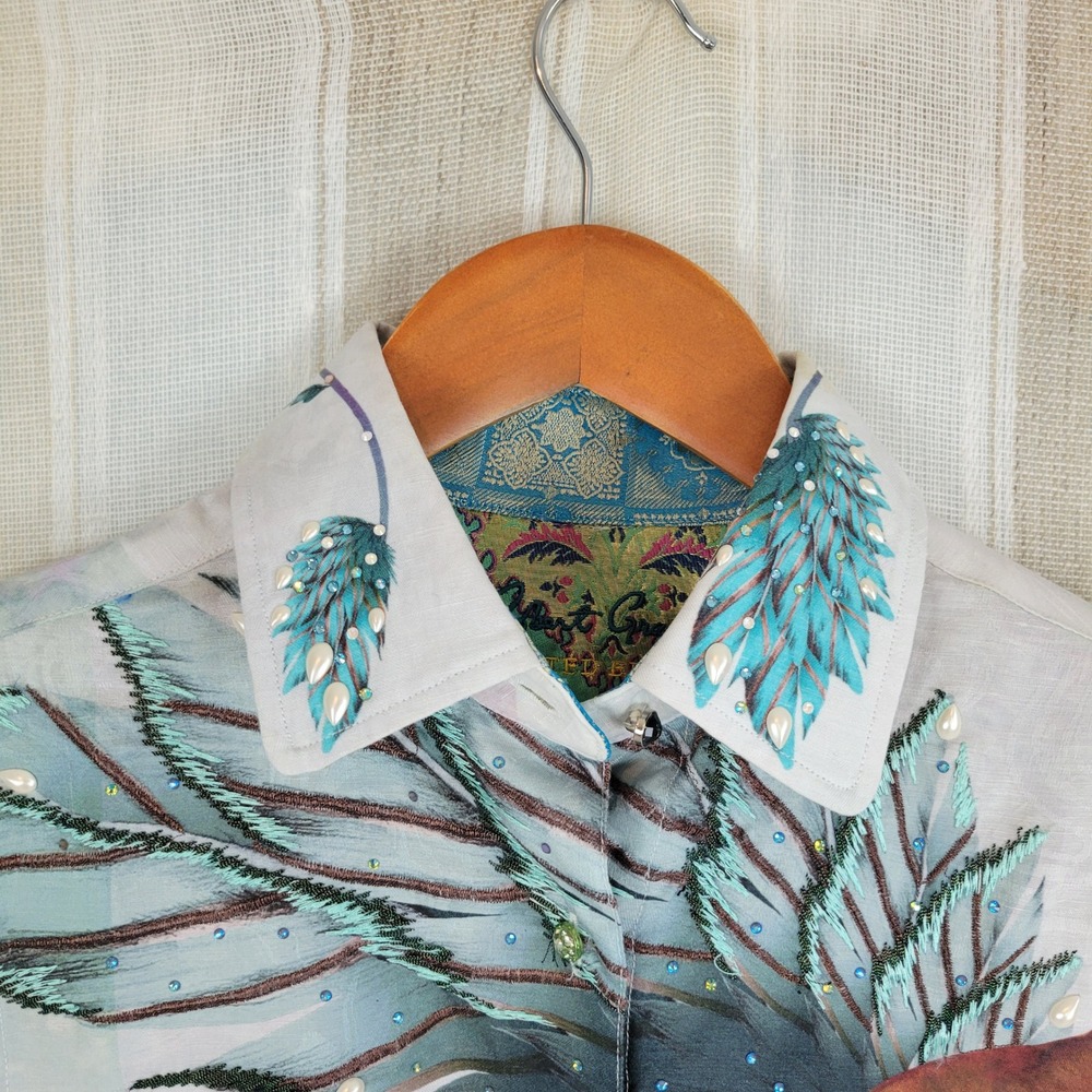 Robert‎ Graham Limited Edition Long Sleeve Blouse Size Small Floral Colorful - Picture 4 of 14